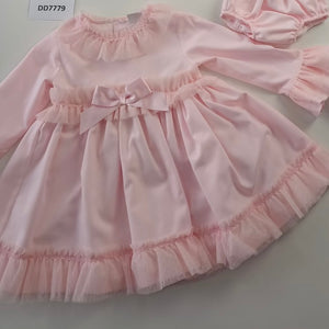 Ceyber Older Girls Pink Tulle Trim Dress 2Y-8Y