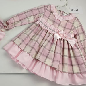 Ceyber Older Girls Pink Check Dress 2Y-8Y