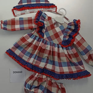 Ceyber Baby Girls Blue and Red Check Dress 3M-36M