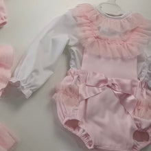 Load image into Gallery viewer, Ceyber Baby Girls Pink Tulle Trim Romper 3M-36M