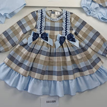 Load image into Gallery viewer, Ceyber Older Girls Blue and Tan Dress 2Y-8Y