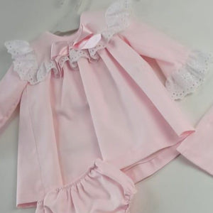 Ceyber Baby Girls Pink and White Dress 3M-36M