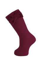 Load image into Gallery viewer, Carlomagno Velvet Bow Knee High Socks
