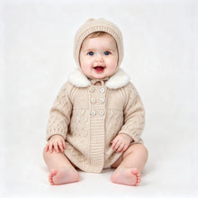 Load image into Gallery viewer, Pex Beige Faux Fur Pram Cardigan &amp; Bonnet