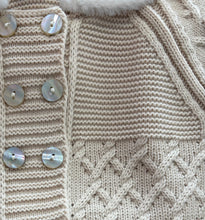 Load image into Gallery viewer, Pex Beige Faux Fur Pram Cardigan &amp; Bonnet