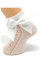 Load image into Gallery viewer, Carlomagno Ankle Open Work Bow Socks