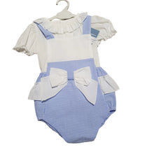 Load image into Gallery viewer, Ceyber Baby Girls Blue Check Romper Set