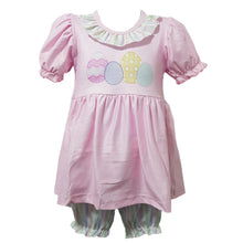 Load image into Gallery viewer, Easter Girls Pink Pastel Stripe Egg Dress &amp; Bloomers