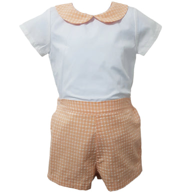 Ceyber Baby Boys Orange Check Short Set