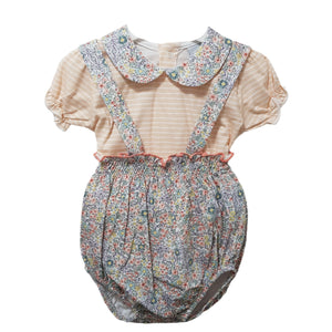 Babidu Baby Girls Floral Peach Romper Set