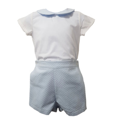 Ceyber Baby Boys Blue Waffle Short Set