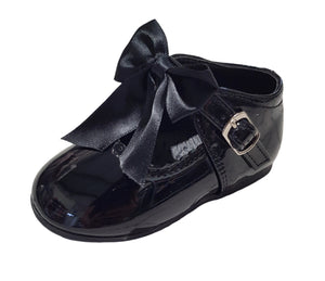 Girls Black Bow Shoes