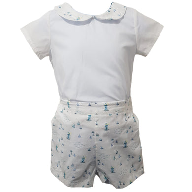 Ceyber Baby Boys Blue Boat Short Set