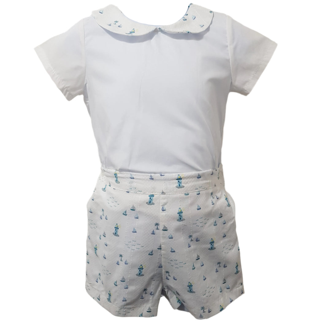 Ceyber Baby Boys Blue Boat Short Set
