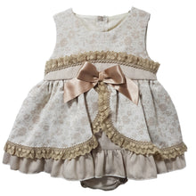 Load image into Gallery viewer, Ceyber Baby Girls Beige Floral Frill Dress