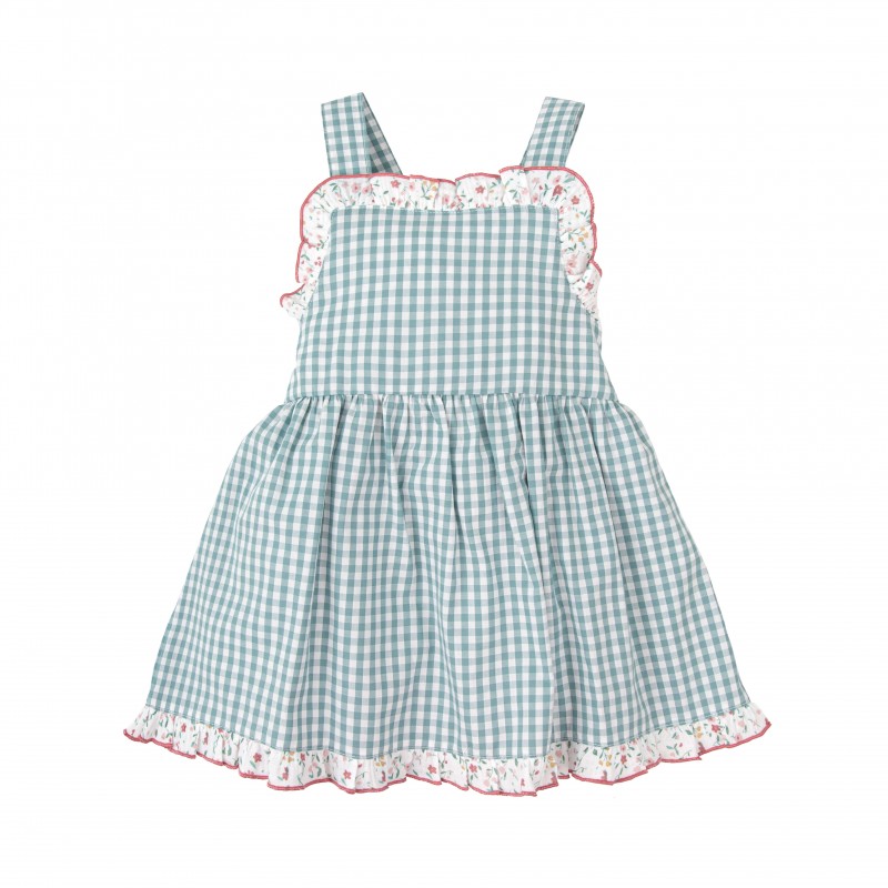 Babidu Older Girls Green Gingham Dress