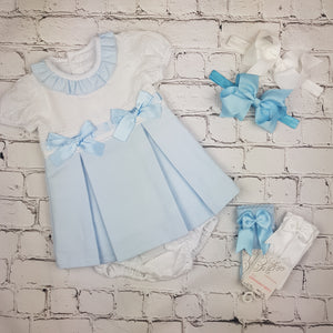 Wee Me Blue Double Bow Dress