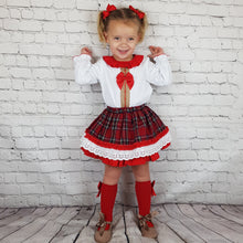 Load image into Gallery viewer, Wee Me Red Tartan skirt Set