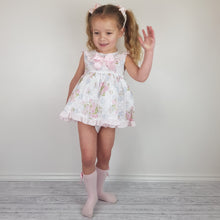 Load image into Gallery viewer, Ceyber Baby Girls Blue And Pink Floral Dress 3M-36M