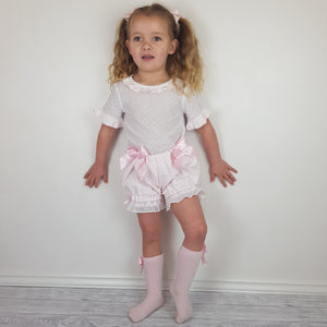 Wee Me Pink Double Bow Bloomer Set