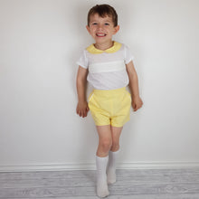 Load image into Gallery viewer, Wee Me Yellow Smocked Short Set
