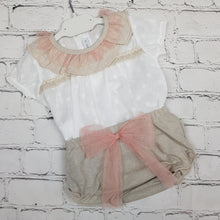 Load image into Gallery viewer, Calamaro Beige And Pink Bow Set