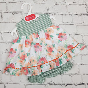 Del Sur Baby Girls Green And Peach Dress