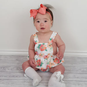 CLEARANCE Del Sur Baby Girls Peach Floral Romper