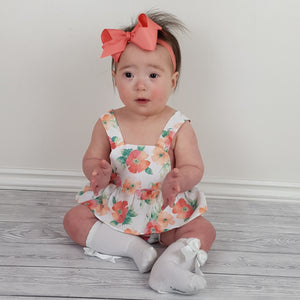 CLEARANCE Del Sur Baby Girls Peach Floral Romper