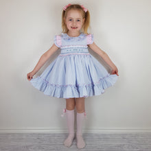 Load image into Gallery viewer, Wee Me Baby Blue And Pink Smocked Dress