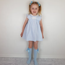 Load image into Gallery viewer, Sardon Baby Girls Blue Stripe Dress