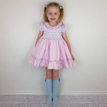 Load image into Gallery viewer, Wee Me Baby Pink And Blue Smocked Dress