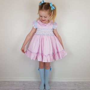 Wee Me Baby Pink And Blue Smocked Dress