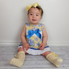 Load image into Gallery viewer, Ceyber Baby Girls Yellow And Blue Dress 3M-36M