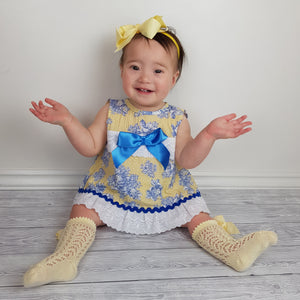 *SALE* Ceyber Baby Girls Yellow And Blue Dress 3M-36M