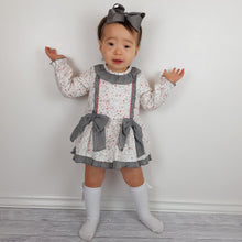 Load image into Gallery viewer, Ceyber Baby Girls Grey Double Bow Dress 3M-36M