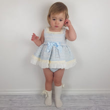Load image into Gallery viewer, Ceyber Baby Blue And Cream Stripe Dress Set 3M-36M