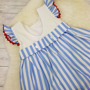 Baby Ferr Older Girls Blue Stripe Dress 2Y-8Y