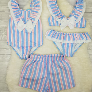 Sardon Pink And Blue Stripe Swimsuit