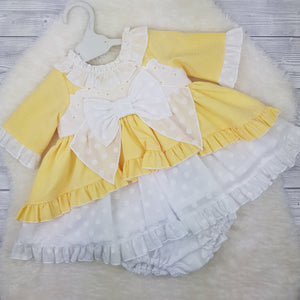 Ceyber Baby Girls Yellow Sleeved Dress 3M