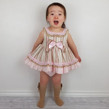 Load image into Gallery viewer, Ceyber Baby Girls Pink and Tan Dress 3M-36M