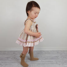 Load image into Gallery viewer, Ceyber Baby Girls Pink and Tan Dress 3M-36M