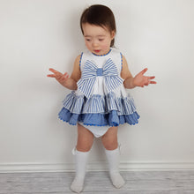 Load image into Gallery viewer, Ceyber Baby Girls Blue Stripe Dress