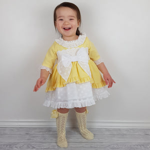 Ceyber Baby Girls Yellow Sleeved Dress 3M