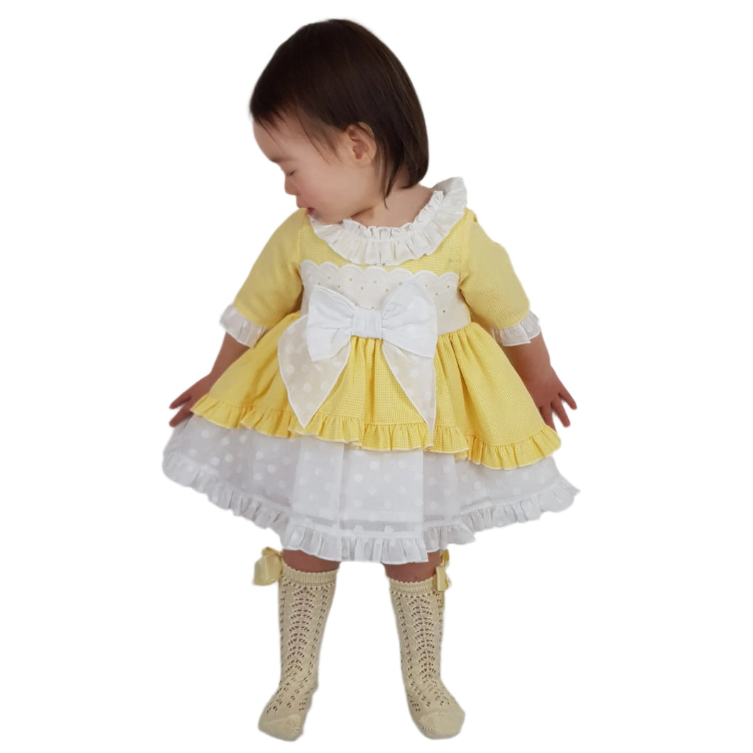 Ceyber Baby Girls Yellow Sleeved Dress 3M