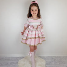 Load image into Gallery viewer, Ceyber Older Girls Pink and Tan Sleeved Dress