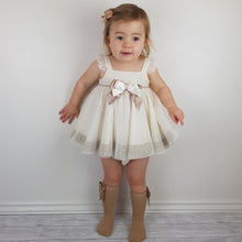 Load image into Gallery viewer, Ceyber Baby Girls Cream and Tan Dress 3M-36M