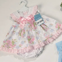 Load image into Gallery viewer, Ceyber Baby Girls Blue And Pink Floral Dress 3M-36M