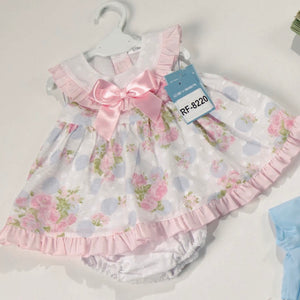 Ceyber Baby Girls Blue And Pink Floral Dress 3M-36M
