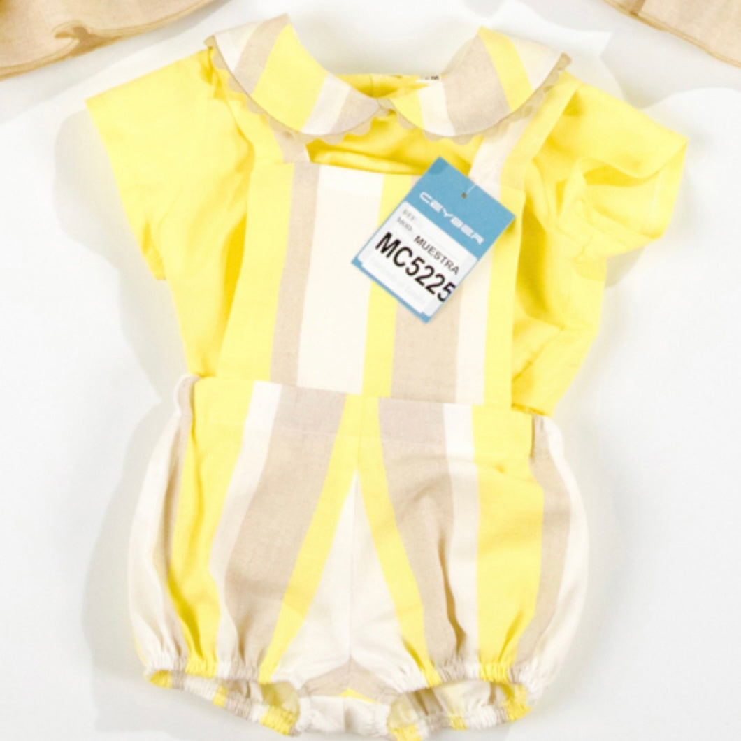 Ceyber Yellow and Tan Romper Set
